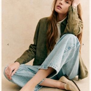 Sezane WILL JACKET  Suede Khaki NWT sz XXS